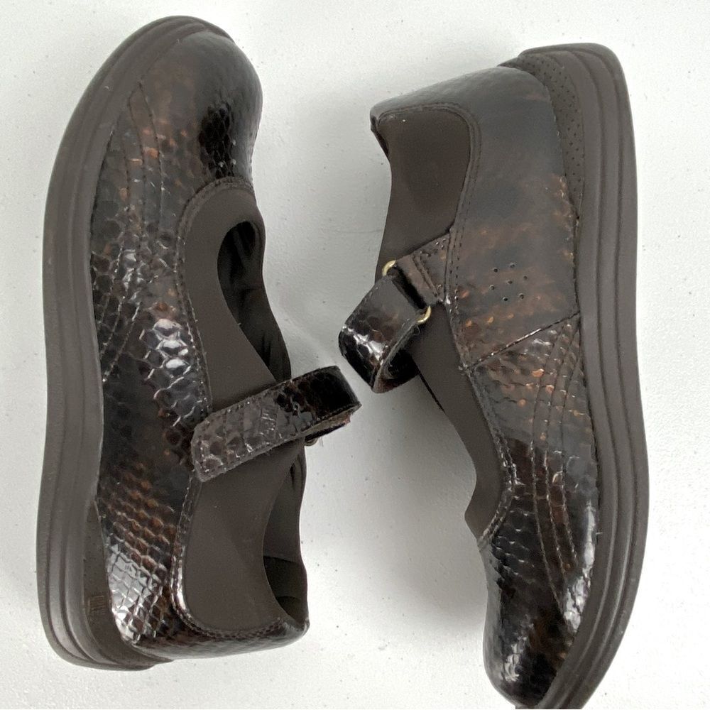 Drew Rose Womens Brown Snake‎ Print Leather Mary Jane Loafer Shoes Academia Sz 8 - Picture 5 of 12